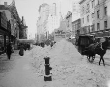Piles of snow on Broadway, after storm, New York, c1905. Creator: Unknown