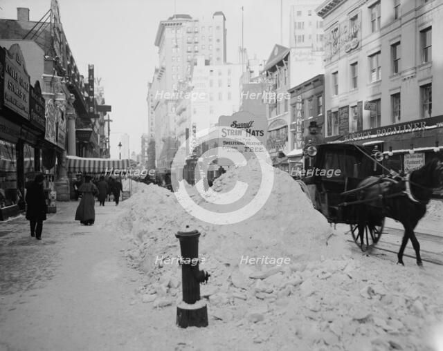 Piles of snow on Broadway, after storm, New York, c1905. Creator: Unknown.