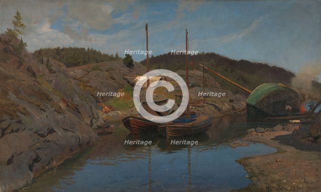 Pilot Boats, 1875. Creator: Hans Gude.