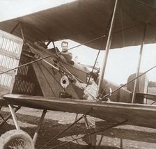 Pilot in biplane, c1914-c1918