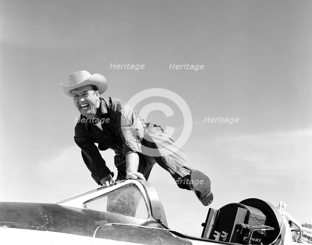 Pilot Joe Walker and the X-1A, California, USA, 1955.  Creator: NASA.