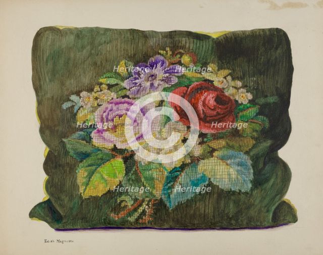 Pillow Sampler, c. 1937. Creator: Edith Magnette.