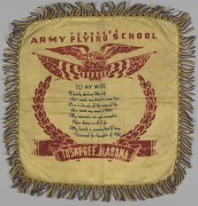 Pillow sham with Tuskegee Flying School poem, 1941-1946. Creator: Unknown