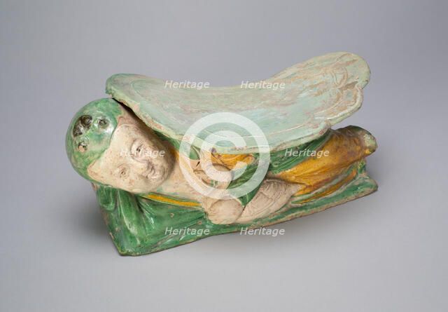 Pillow with Boy Supporting a Cloud-Shaped Headrest, Jin dynasty (1115-1234). Creator: Unknown.