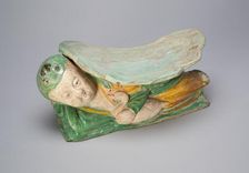 Pillow with Boy Supporting a Cloud-Shaped Headrest, Jin dynasty (1115-1234). Creator: Unknown