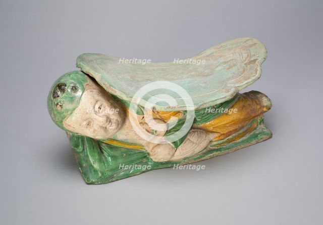 Pillow with Boy Supporting a Cloud-Shaped Headrest, Jin dynasty (1115-1234). Creator: Unknown.