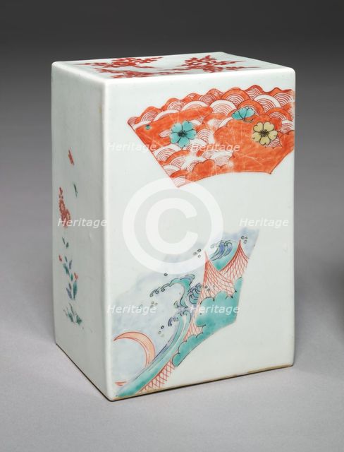 Pillow with Fan and Floral Decoration: Kakiemon Type, late 17th century. Creator: Unknown.