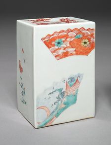 Pillow with Fan and Floral Decoration: Kakiemon Type, late 17th century. Creator: Unknown