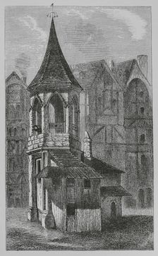 Pillory at Les Halles, Paris, France, 1670, (1878). Creators: Jules Jean Marie Joseph Huyot, Anon