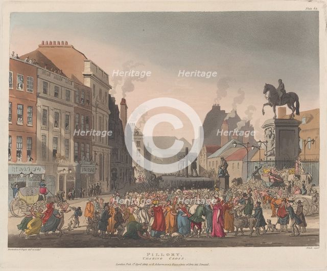Pillory, Charing Cross, April 1, 1809., April 1, 1809. Creator: J. Bluck.