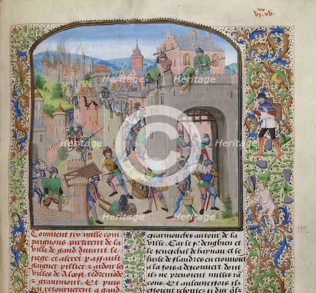 Pillage the city of Grammont, ca 1470-1475. Creator: Liédet, Loyset (1420-1479).