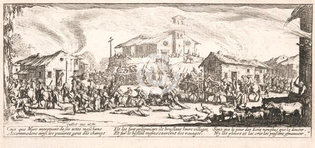 Pillage et incendie d'un village (Looting and Burning a Village), 1633. Creator: Jacques Callot.