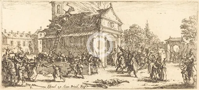 Pillaging a Monastery, c. 1633. Creator: Jacques Callot.