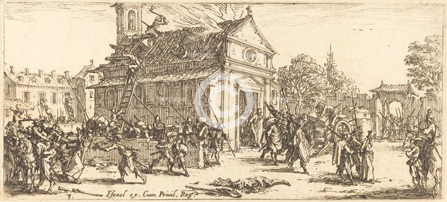 Pillaging a Monastery, c. 1633. Creator: Jacques Callot.