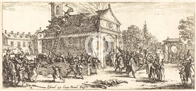 Pillaging a Monastery, c. 1633. Creator: Jacques Callot.