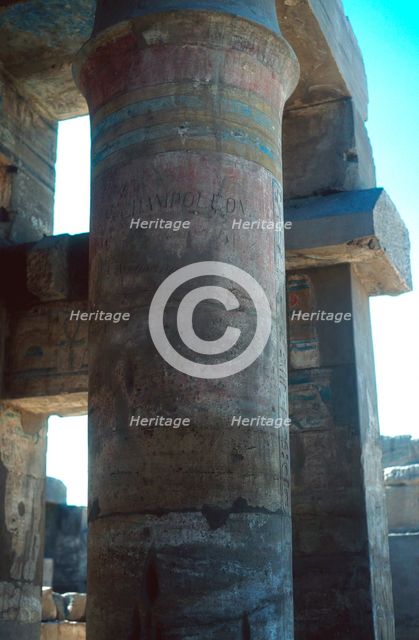 Pillar at the Temple of Karnak, Luxor, Egypt. Artist: Unknown