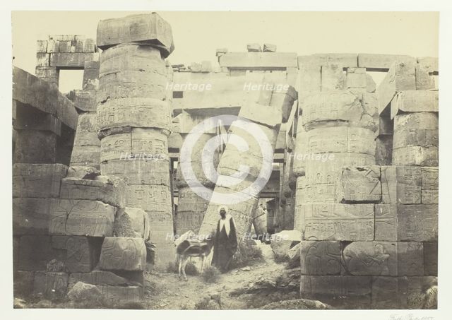 Pillars in the Great Hall, Karnac, 1857. Creator: Francis Frith.