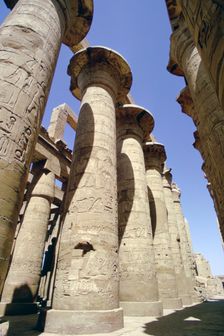 Pillars in the Great Hippostyle Hall, Temple of Karnak, Egypt. Creator: Tony Evans