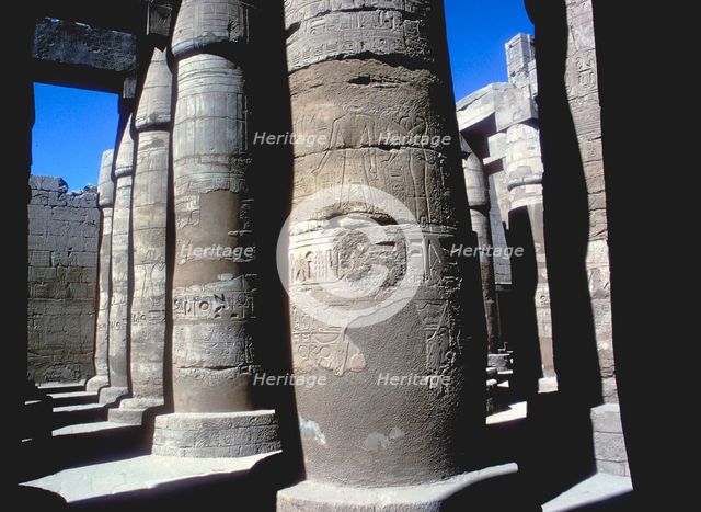 Pillars in the Great Hypostyle Hall, Temple of Amun, Karnak, Egypt, 14th-13th century BC. Artist: Unknown