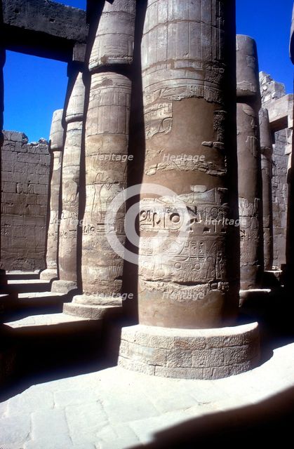 Pillars in the Great Hypostyle Hall, Temple of Amun, Karnak, Egypt, 14th-13th century BC. Artist: Unknown