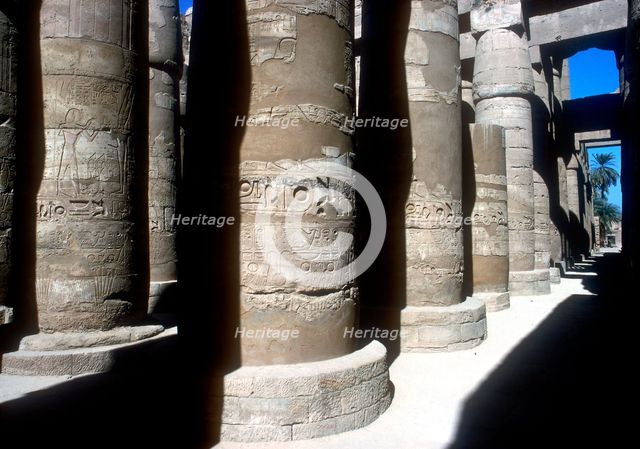 Pillars in the Great Hypostyle Hall, Temple of Amun, Karnak, Egypt, 14th-13th century BC. Artist: Unknown