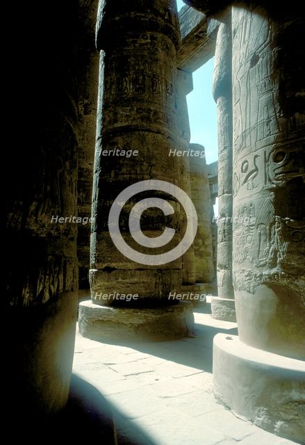 Pillars in the Great Hypostyle Hall, Temple of Amun, Karnak, Egypt, 14th-13th century BC. Artist: Unknown