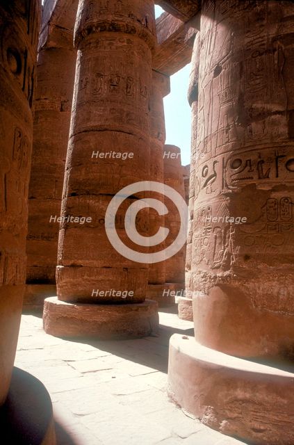 Pillars in the Great Hypostyle Hall, Temple of Amun, Karnak, Egypt, 14th-13th century BC. Artist: Unknown