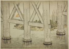 Pillars of Eitai Bridge, Japan, 1785. Creator: Kitagawa Utamaro