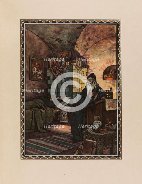 Pimen. Illustration to the Drama Boris Godunov by A. Pushkin, 1927. Creator: Zvorykin, Boris Vasilievich (1872-after 1935).