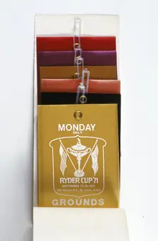 Pin-on spectator tickets for Ryder Cup, 1971. Creator: Unknown