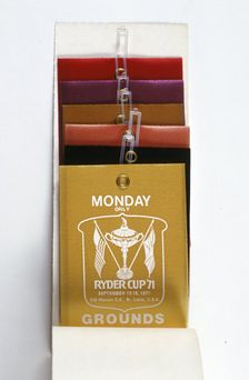 Pin-on spectator tickets for Ryder Cup, 1971. Creator: Unknown