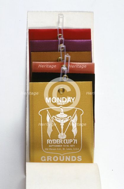 Pin-on spectator tickets for Ryder Cup, 1971. Creator: Unknown.