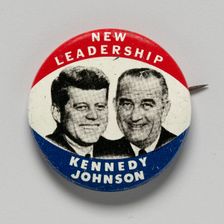 Pinback button for Kennedy - Johnson 1960 presidential campaign, 1960. Creator: Green Duck Company