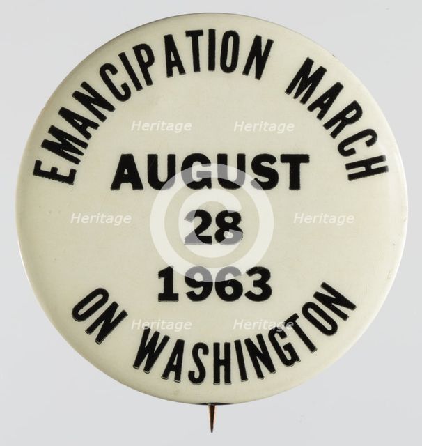 Pinback button for the 1963 March on Washington, 1963. Creator: Unknown.