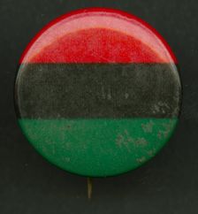 Pinback button of the Pan-African flag, after 1955. Creator: AFL-CIO