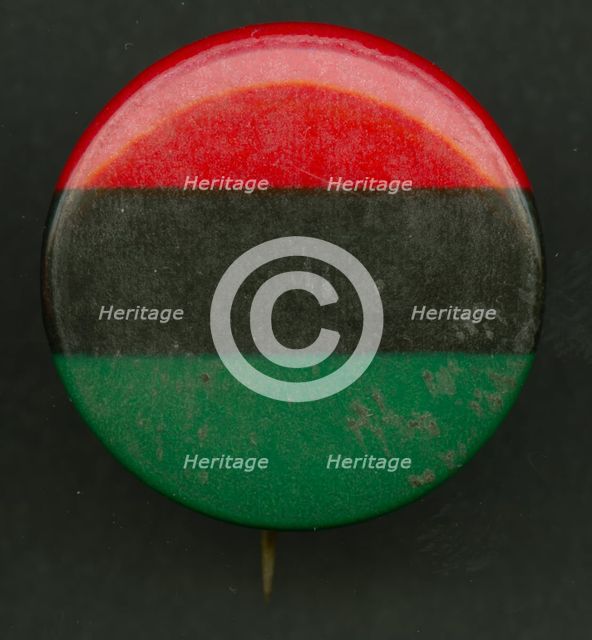 Pinback button of the Pan-African flag, after 1955. Creator: AFL-CIO.