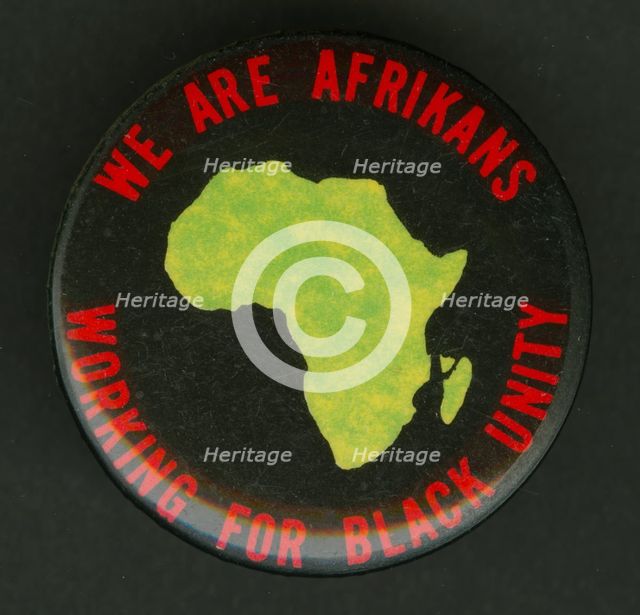 Pinback button promoting black unity, mid 20th century. Creator: Unknown.