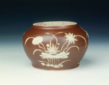 Pinghe brown jar with herons and lotus, Late Ming dynasty, China, 1600-1644. Creator: Unknown
