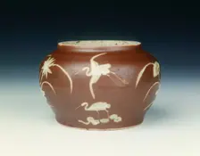 Pinghe brown jar with herons and lotus, Late Ming dynasty, China, 1600-1644. Creator: Unknown