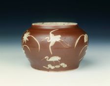 Pinghe brown jar with herons and lotus, Late Ming dynasty, China, 1600-1644. Creator: Unknown