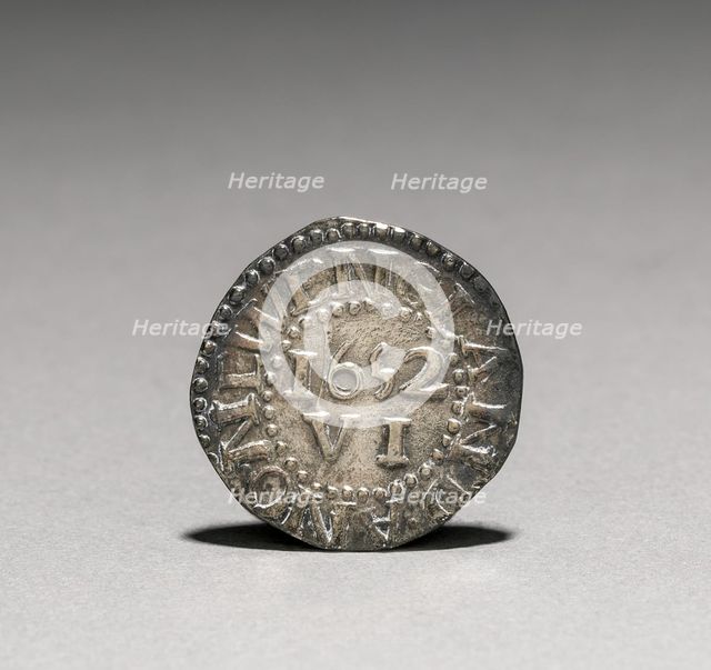 Pine Tree Sixpence (reverse), 1652. Creator: John Hull (American, 1624-1683); Robert Sanderson (American, 1609-1693).