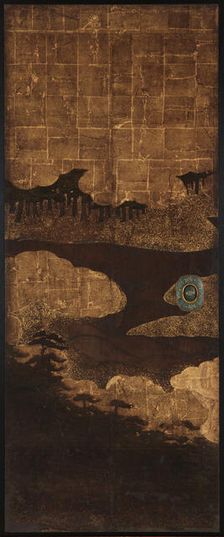 Pine trees, water and clouds, Edo period, 17th century. Creator: Unknown
