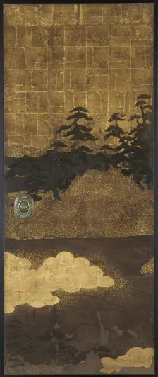 Pine trees, water and clouds, Edo period, 17th century. Creator: Unknown