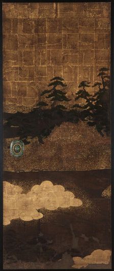 Pine trees, water and clouds, Edo period, 17th century. Creator: Unknown