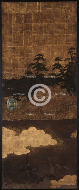 Pine trees, water and clouds, Edo period, 17th century. Creator: Unknown.