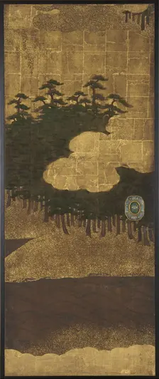 Pine trees, water and clouds, Edo period, 17th century. Creator: Unknown