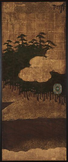 Pine trees, water and clouds, Edo period, 17th century. Creator: Unknown