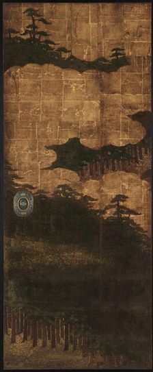 Pine trees, water and clouds, Edo period, 17th century. Creator: Unknown