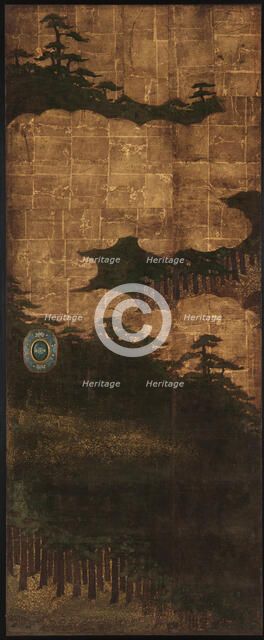 Pine trees, water and clouds, Edo period, 17th century. Creator: Unknown.