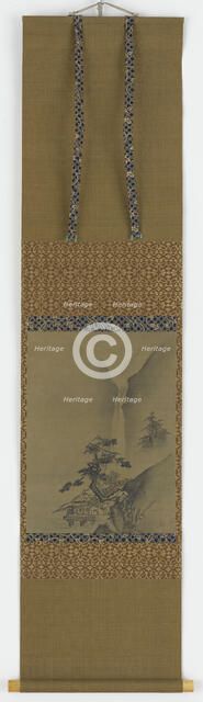 Pine trees and waterfall, Edo period, 1615-1868. Creator: Unknown.